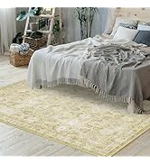 Area Rug 6x9 Washable Rug - Floral Rugs For Living Room 6X9 Vintage Stain Resistant Carpet Cream ...