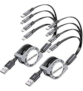 UZAHSK Multi Charging Cable 4A 2Pack 4 in 1 Retractable Fast USB Charge Cord with IP/Type-C/Micro...