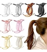 8 Pcs Glossy Colorful Ponytail Holder Hair Claw Clips Bun Hair Braiding Hair Clips Strong Hold Fr...
