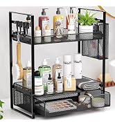 VITVITI 2 Tier Bathroom Organizer Countertop with Drawer, Metal Mesh Bathroom Counter Vanity Orga...
