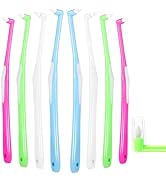 lanjue 8 Pieces End Tuft Toothbrush with Cover, Soft Interdental Brushes Tapered Brush Braces Too...