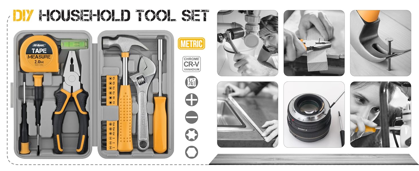 Hi-Spec 20pc Small Compact Home Office Basic Hand Tool Kit in Book-Sized Case