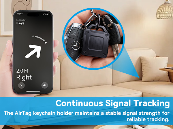 Continuous Signal Tracking The AirTag keychain holder maintains a stable signal strength