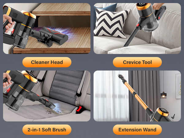 stick vacuum can help you clean car seat, pet beds, stairs, kitchen crevices, college dorm, carpet,