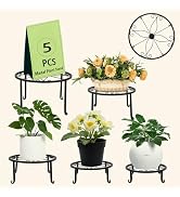 AISHN Metal Plant Stand 5 in 1 Potted Irons Planter Holder Black,Metal Rustproof Iron Garden Cont...