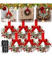 Multifunctional Mini Christmas Wreath, Versatile Christmas Cabinet Wreath with Ribbon Bows, Indoo...