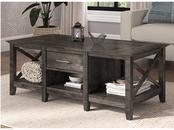 modern farmhouse coffee table with drawers storage living room center wood wooden large open coastal