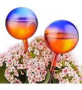 NiHome Self Watering Globes 2 Pack Blue Red Gradient Hand-Blown Glass Aqua Globes Automatic Plant...