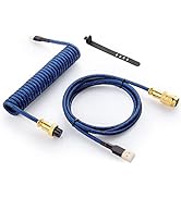 GUNMJO Starlight Coiled USB C Keyboard Cable for Gaming Keyboard, Double-Sleeved Mechanical Keybo...