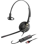 Arama USB Headset with Microphone for PC, Noise Cancelling &amp; Audio Controls Ultra Comfort USB Hea...