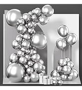 PartyWoo Metallic Silver Balloons, 100 pcs Silver Metallic Balloons Different Sizes Pack of 18 In...
