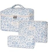 SXS LACONIC Quilted Makeup Bag,Large Cosmetics Bag Set,Coquette Floral Make up Pouch,Travel Toile...