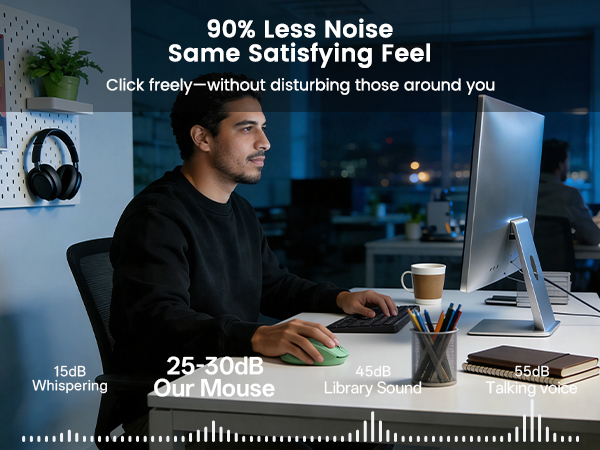 Whisper-quiet clicks make it perfect for late-night work, open offices, and video meetings.