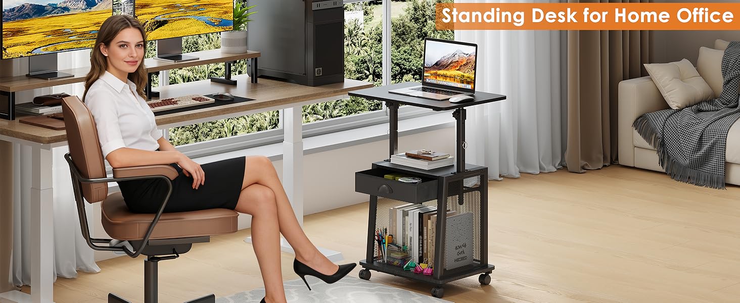 standing desk with storage