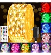 100FT 300LEDs Fairy Lights Plug in, 30V 24 RGB Colors+Warm White Color Changing Twinkle Lights, 1...