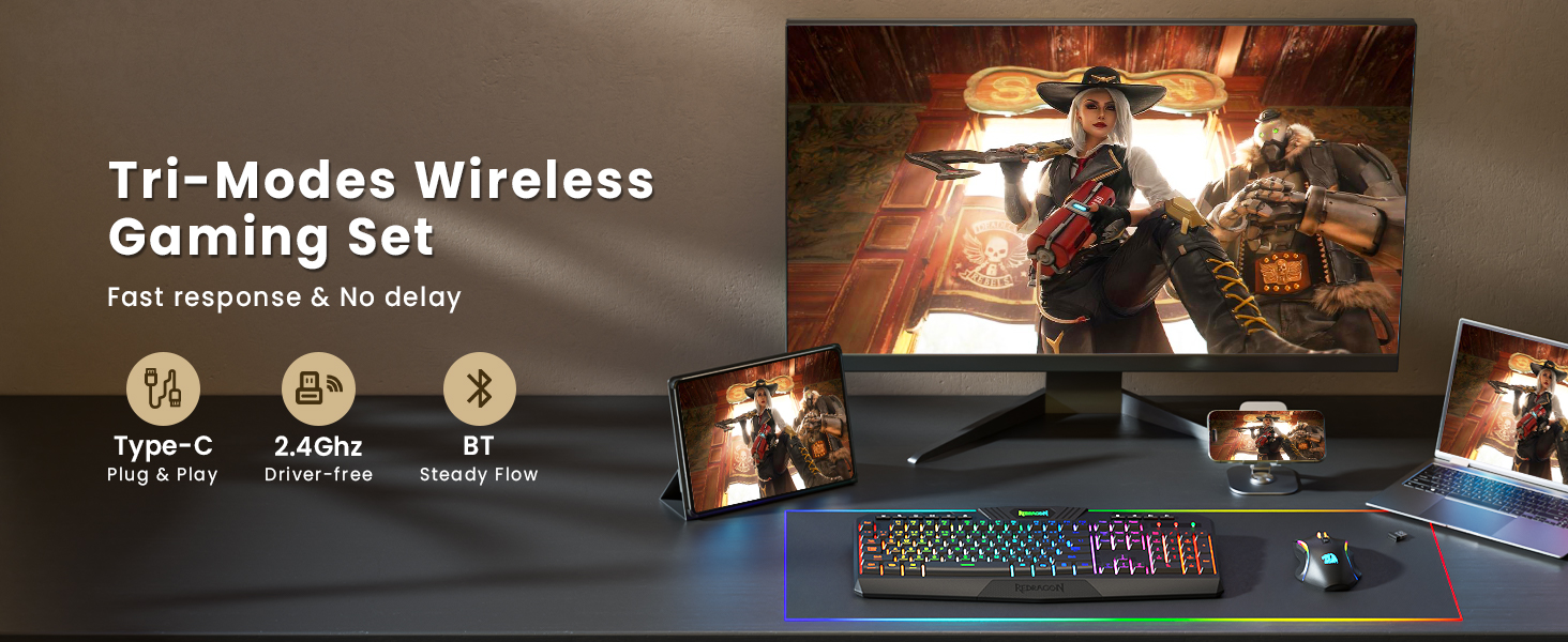 Wireless Gaming Keyboard and Mouse