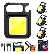 MAKDAK Rechargeable EDC Keychain Flashlight Cob Keychain Work Light 4 Modes Small Emergency with ...