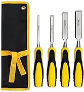 DOWELL Wood Chisel Tool Set 4pc Sturdy Chisel, 1/4 inch,1/2 inch,3/4 inch,1 inch with Carpenter P...