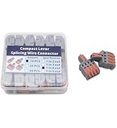 YQSIYU 1 in 4 Out DIY Splicing Wire Connectors, 14 Pcs Lever Nuts 5 Port Clamp Lever Terminal wit...