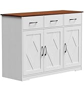 Julixin Modern Farmhouse Sideboard Buffet Cabinet, Barn Doors Buffet Storage Cabinet with Drawers...