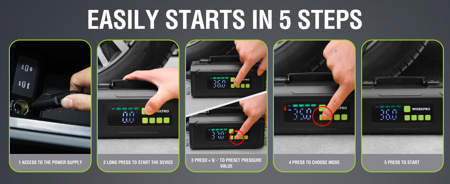 WORKPRO 12V Portable Air Inflator