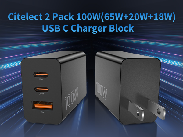 Citelect 2 Pack 100W USB C Charger Block