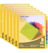 SUQJOY 8-Tab Dividers for 3 Ring Binder, 48 Count Binder Dividers with Pockets, Subject Dividers,...