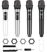 talomen 4 Wireless Microphones, Rechargeable Karaoke Microphone for Singing, 2.4GHz Dual Handheld...