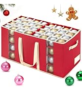 RIDGEPOLE Christmas Visible Ornament Storage Box with Adjustable Dividers/Side Pockets,Ornaments ...