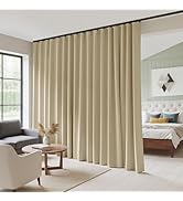 RYB HOME 100% Blackout Sliding Door Curtain, Extra Wide Room Divider Curtain with Hooks Ceiling M...