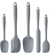 Silicone Spatula Set, 5 Piece Food Grade Rubber Spatulas for Baking, Cooking, and Mixing High Hea...