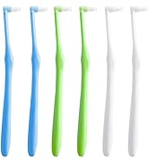 6 Pack End-Tuft Toothbrushes with Covers for Orthodontic Wisdom Teeth Care, Small Head Single Tuf...