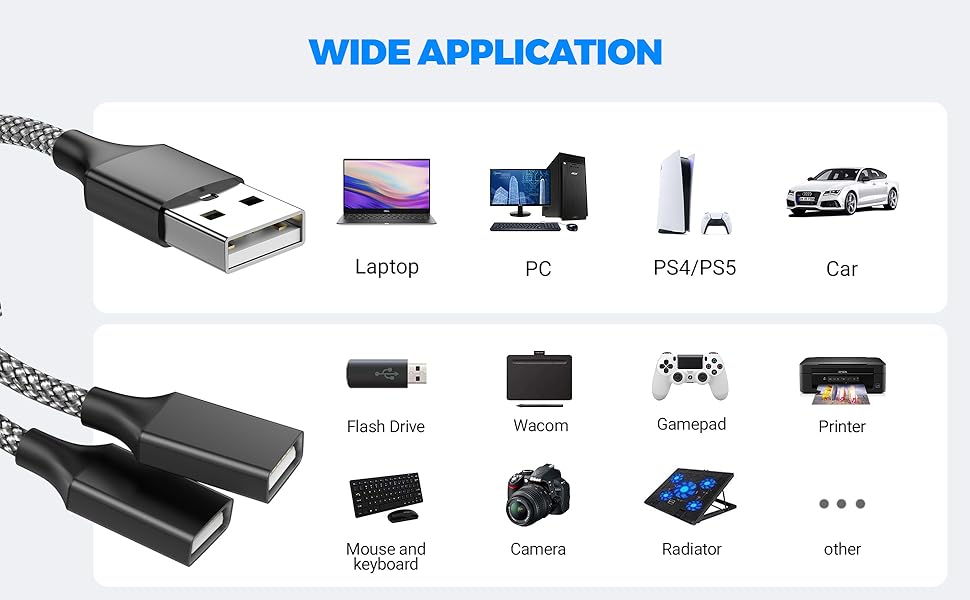 1 Male to 2 Female USB Adapter offers an easy way to extends your USB connection to the computer