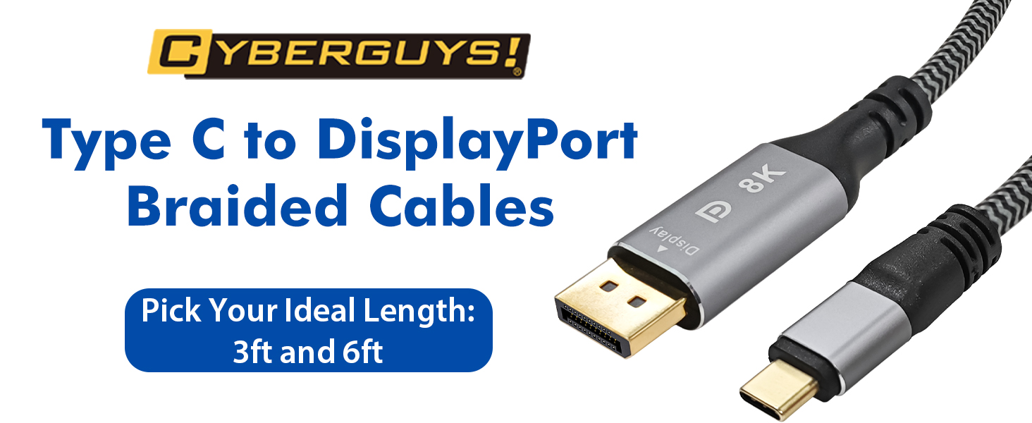 Type C to Display Port 1.4 Braided Cable