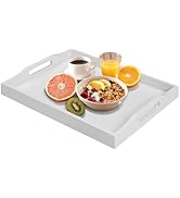 Bamboo Food Serving Tray with Handles, Breakfast Bed Tray for Tea,Snack,Dinner, Home Decorative S...