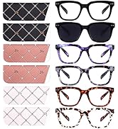 CHOFILORD 6 Pack Fashion Reading Glasses for Women Men Blue Light Blocking Oversized Square Reade...