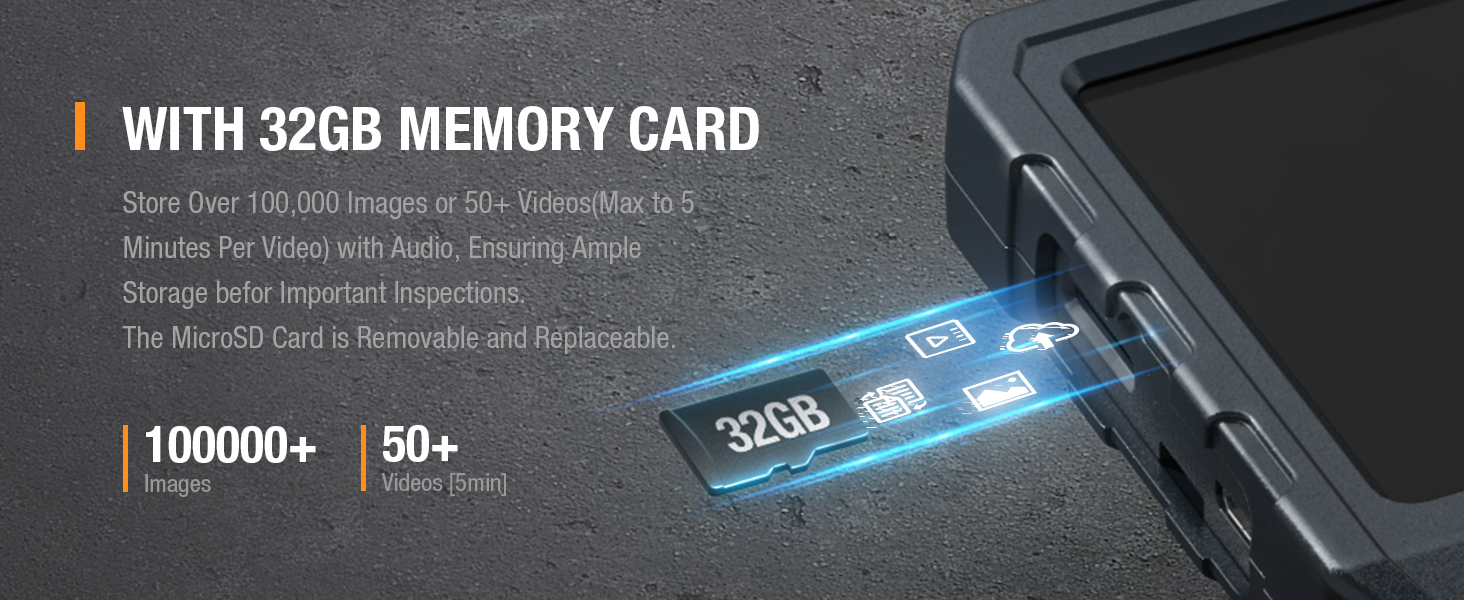 endoscope borescope inspection camera scope snake with TF micro SD memory card