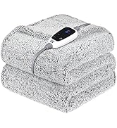 Sealy Electric Blanket Heated Throw 50"x60" Soft Double Sherpa Super Cozy with 6 Fast Heating Lev...