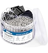 Binder Clips Paperclips, Sopito 300pcs Office Clips Set with Paper Clamps Rubber Bands for Office...