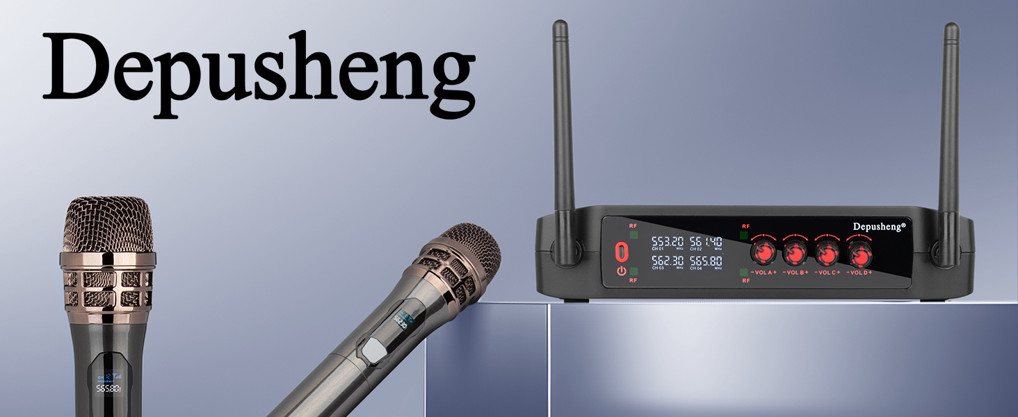 Wireless Microphone, Professional 4 Channels
