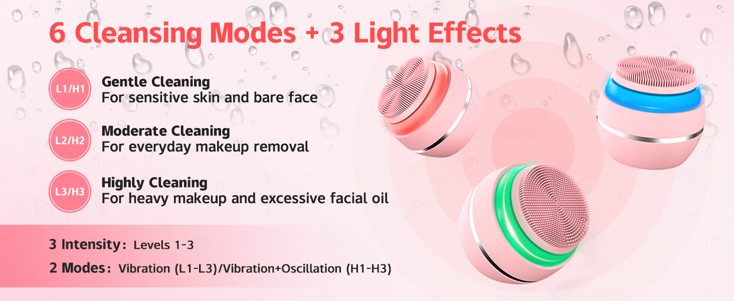 6 Cleansing Modes+3 Light Effects