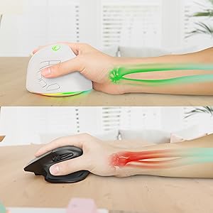 IFYOO 2.4G and BT 5.1 Dual Mode RGB Rechargeable Wireless Vertical Ergonomic Mouse PC Windows 11 10