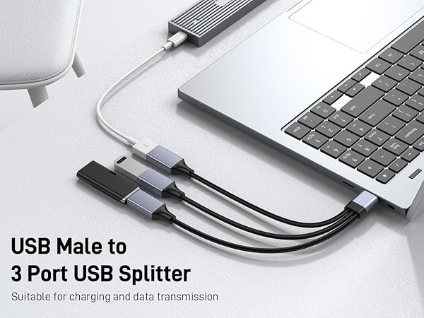 USB Splitter 1 in 3 Out Cable