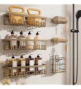 Veken Shower Caddy 6-Pack, No Drilling &amp; Rustproof, Waterproof Adhesive Shelves Rack with Soap Ho...