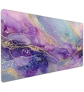 SEIFUD Large Mouse Pad, Purple Pink Marble Pattern with Gold Accents, 35.4 x 15.7 Inches, Rubber ...