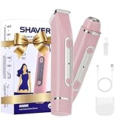 Bikini Trimmer for Women - 2 in 1 Dual Head Electric Razor, Painless Pubic &amp; Body Hair Remover fo...