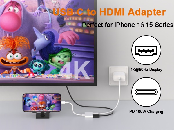 usb c to hdmi adapter for iphone 16 15