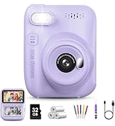 LETSHAHA Kids Instant Print Camera, 3.0-inch HD Screen 32MP Photo Instant Digital Camera Christma...
