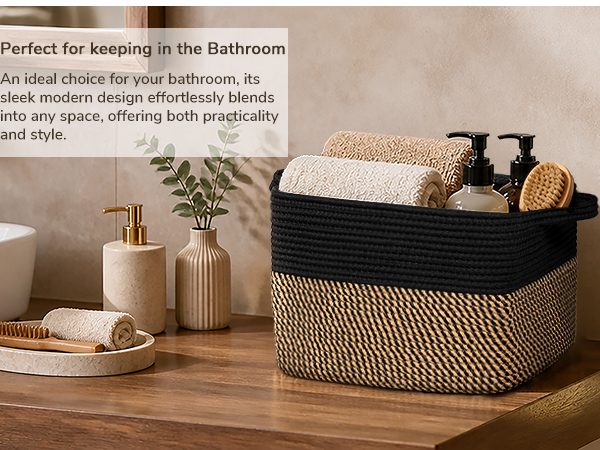 Goodpick Square Woven Rope Basket with Handles