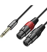 J&amp;D XLR to 1/4inch (6.35mm) TRS Stereo Cable, 2 XLR Female to 6.35mm 1/4 inch TRS Male Unbalanced...